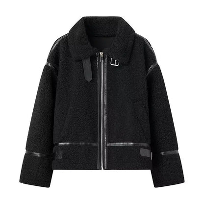 Contrast Plush Zip Jacket