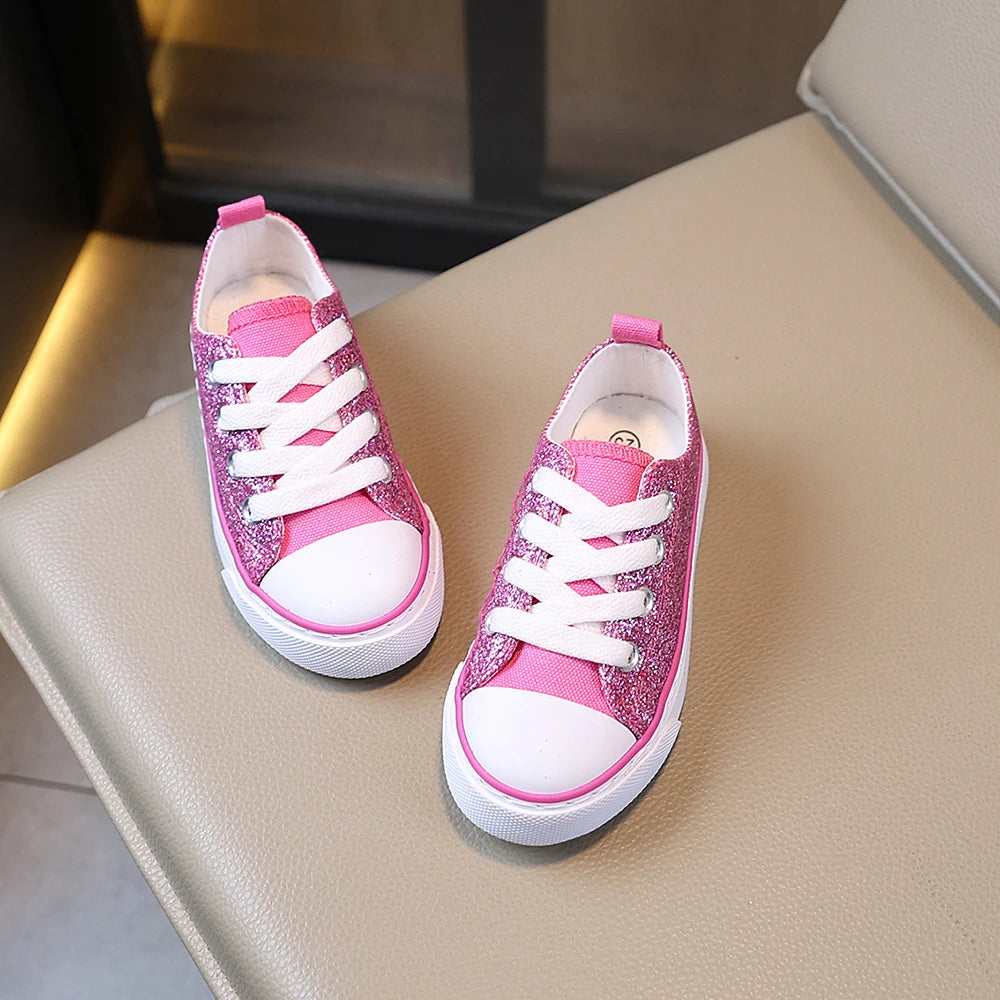 Pink Glitter Low-Top Canvas Shoes
