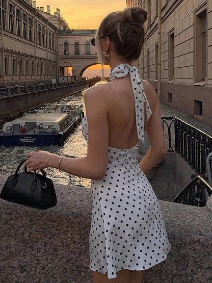 Halter Dot Mini Dress