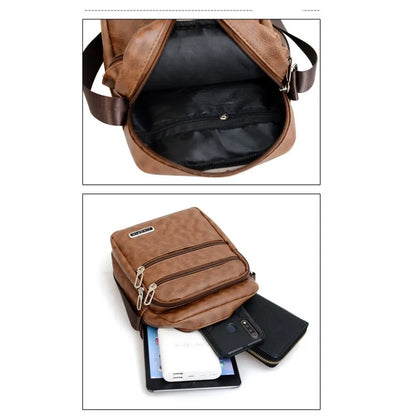 Multi-Layer PU Leather Messenger Bag