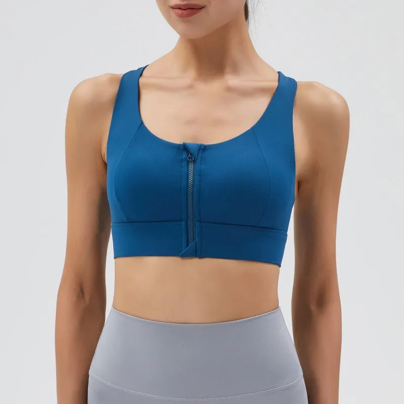 Front-Zip Shockproof Sports Bra