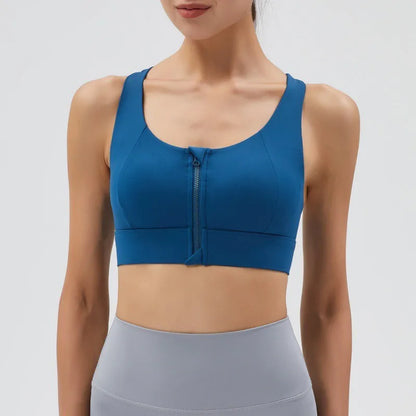 Front-Zip Shockproof Sports Bra