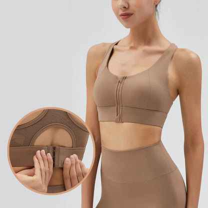 Front-Zip Shockproof Sports Bra