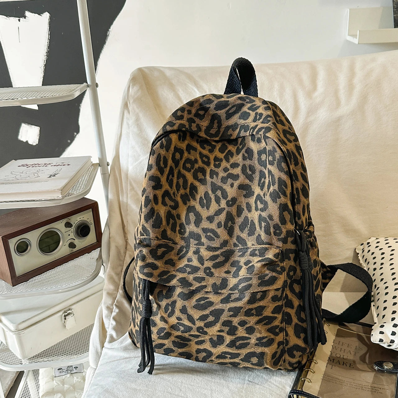 Leopard Print School Backpack