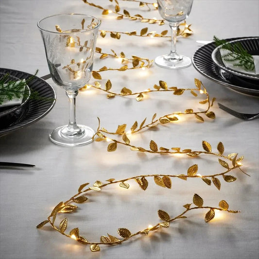 Golden Leaves Xmas Lights