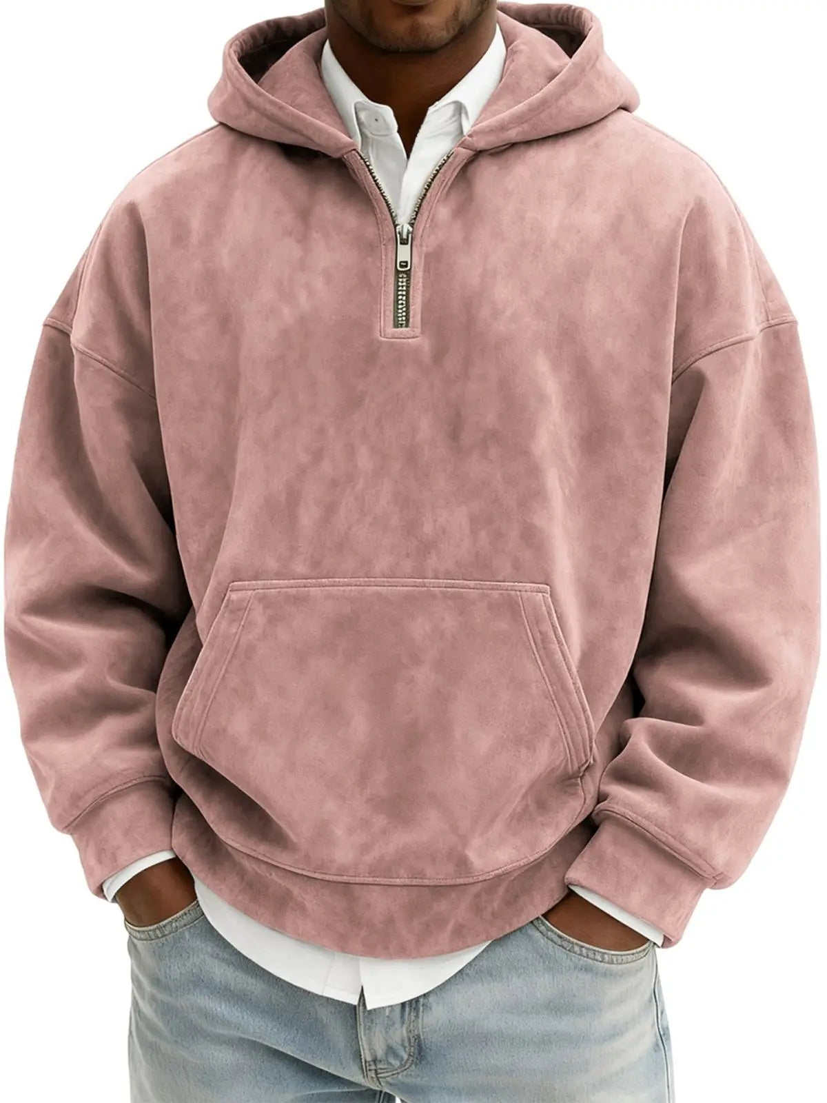 Suede Half-Zip Hoodie