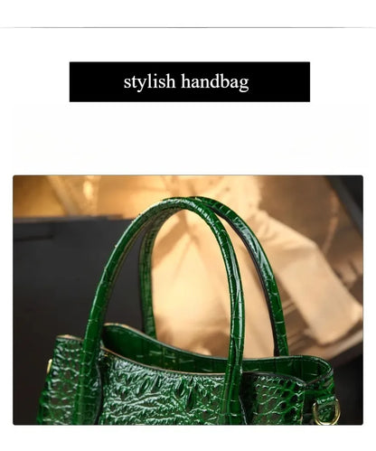 Polyester Zipper Shoulder Bag Crocodile