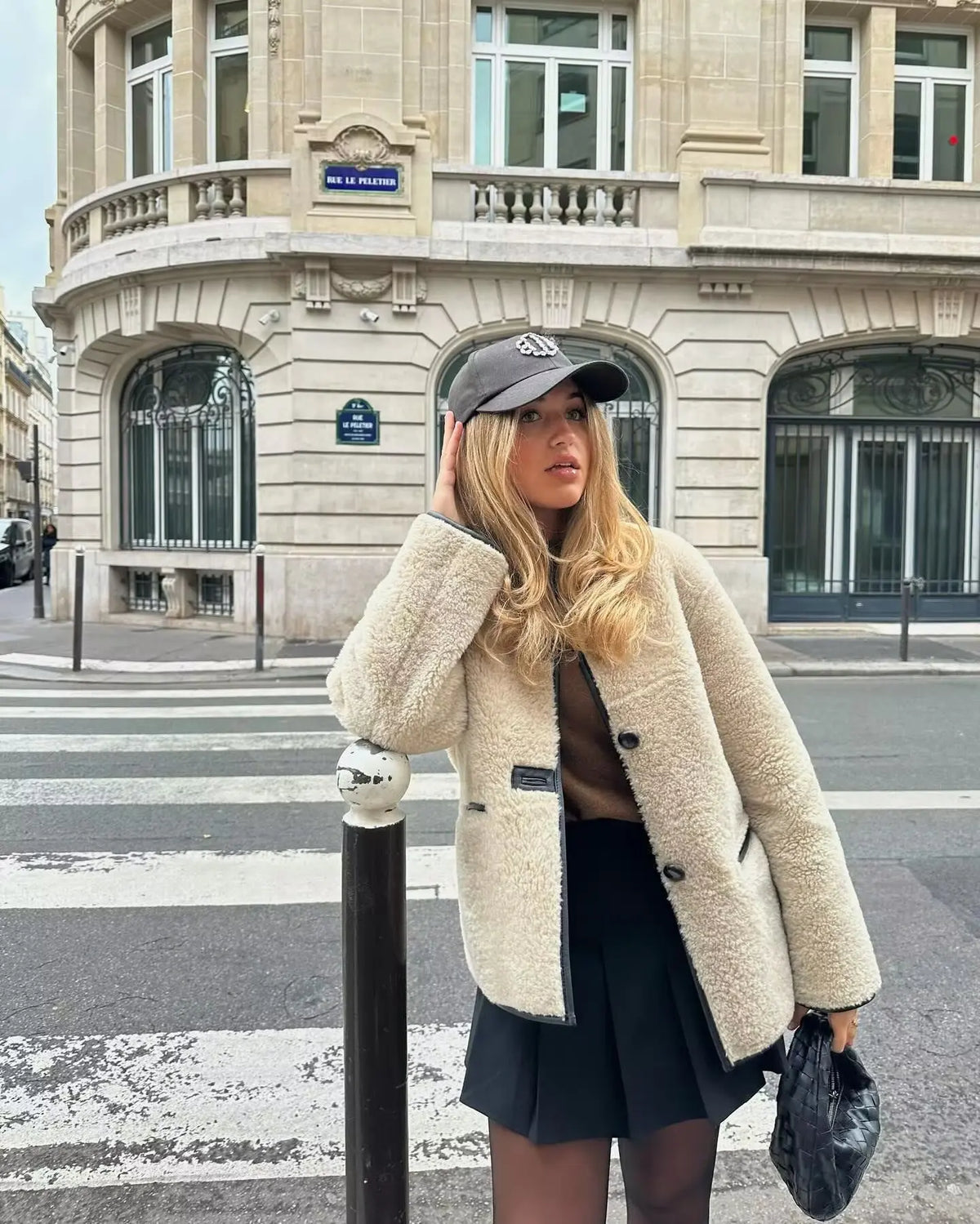 Toggle-Front Faux Fur Jacket