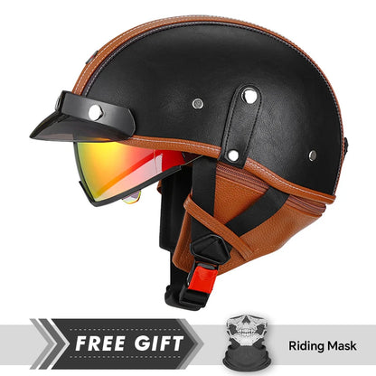 Leather-Style Retro Half Helmet