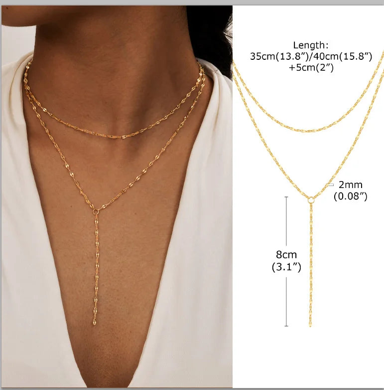 Gold Lariat Y-Shape Necklace
