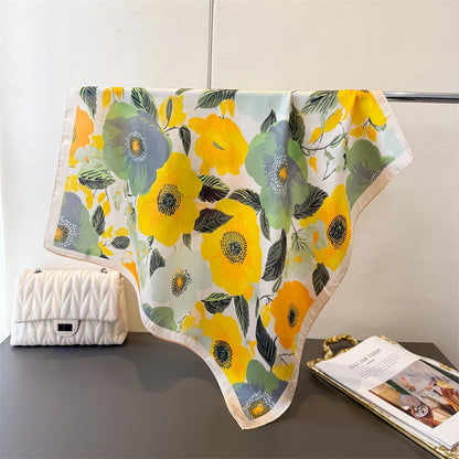 Print Satin Silk Square Scarf