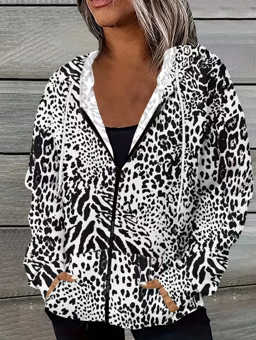 Thin Leopard Zip Hoodie