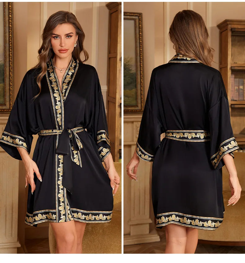 Printed Satin Lounge Robe