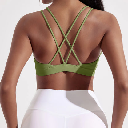 Cross-Front Padded Sports Bra