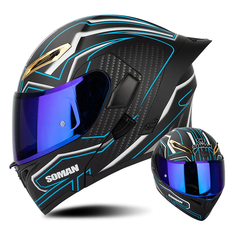 Soman Double-Visor Flip-Up Helmet