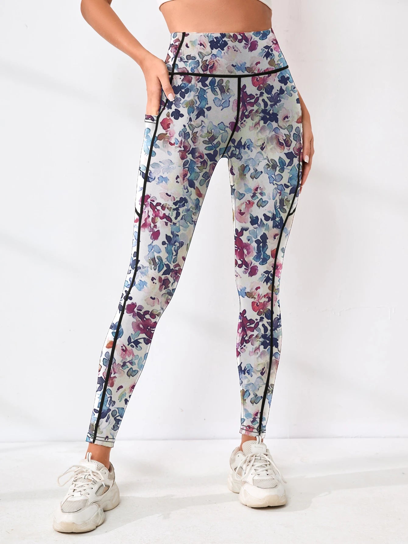 Printed Pocket Tummy-Control Pants