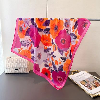 Print Satin Silk Square Scarf