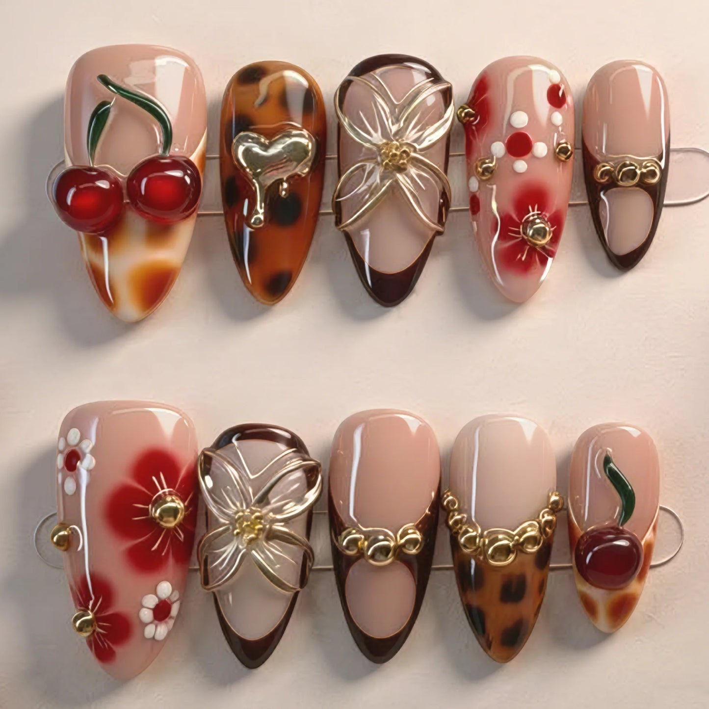 Gradient Blue Flower Press-On Nails