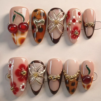 Gradient Blue Flower Press-On Nails