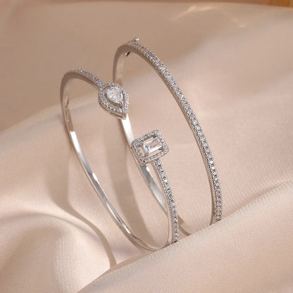 Geometric Zircon Copper Bangle