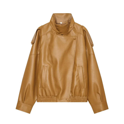 Pebble Faux Leather Moto Jacket