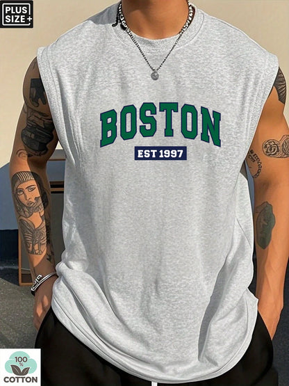 Cotton Boston Print Sleeveless Vest