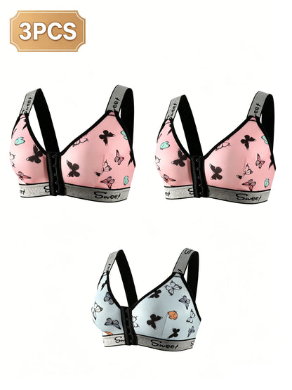 Front-Closure Multi-Color Bra Set