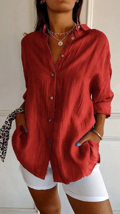 Women Solid Color Street Shirt