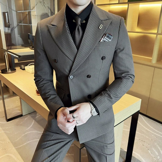 Pants Vest Stripe High Suit
