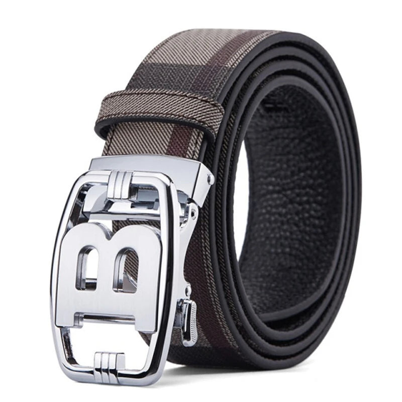 Wide leather canvas belt