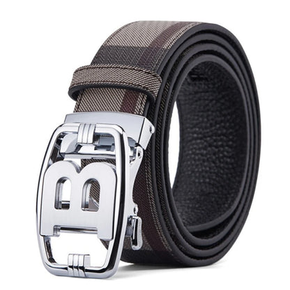 Wide leather canvas belt