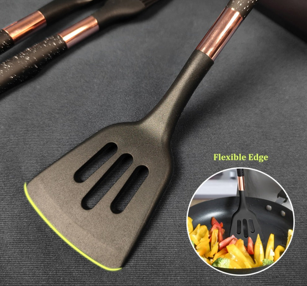 Silicone Khaki Utensils Set For Kitchen