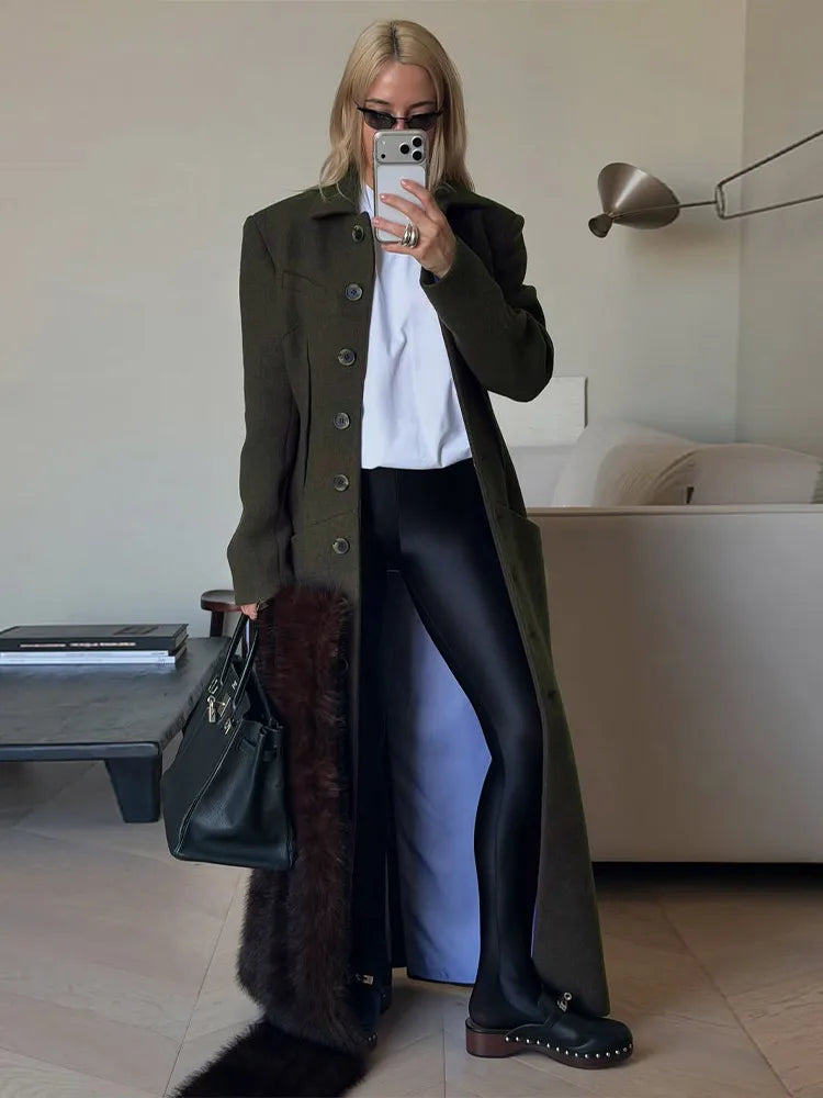 Faux Wool Maxi Overcoat