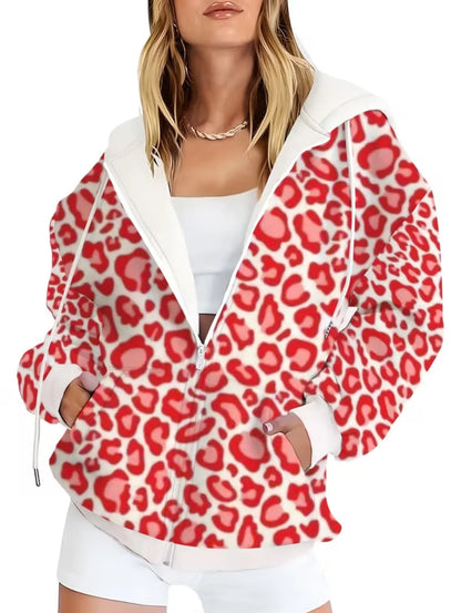 Thin Leopard Zip Hoodie