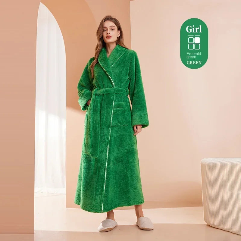 Autumn Winter Thick Cotton Flannel Bathrobe