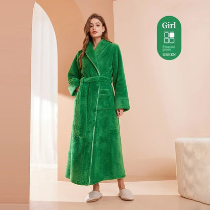 Autumn Winter Thick Cotton Flannel Bathrobe