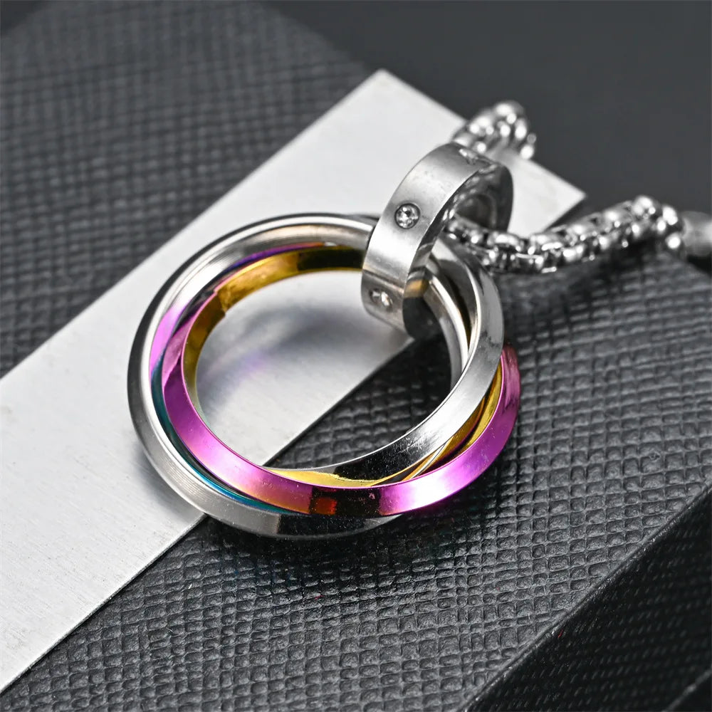 Metal Round Stainless Circle Necklace Party