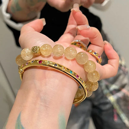 Geometric Zircon Gold Bangle