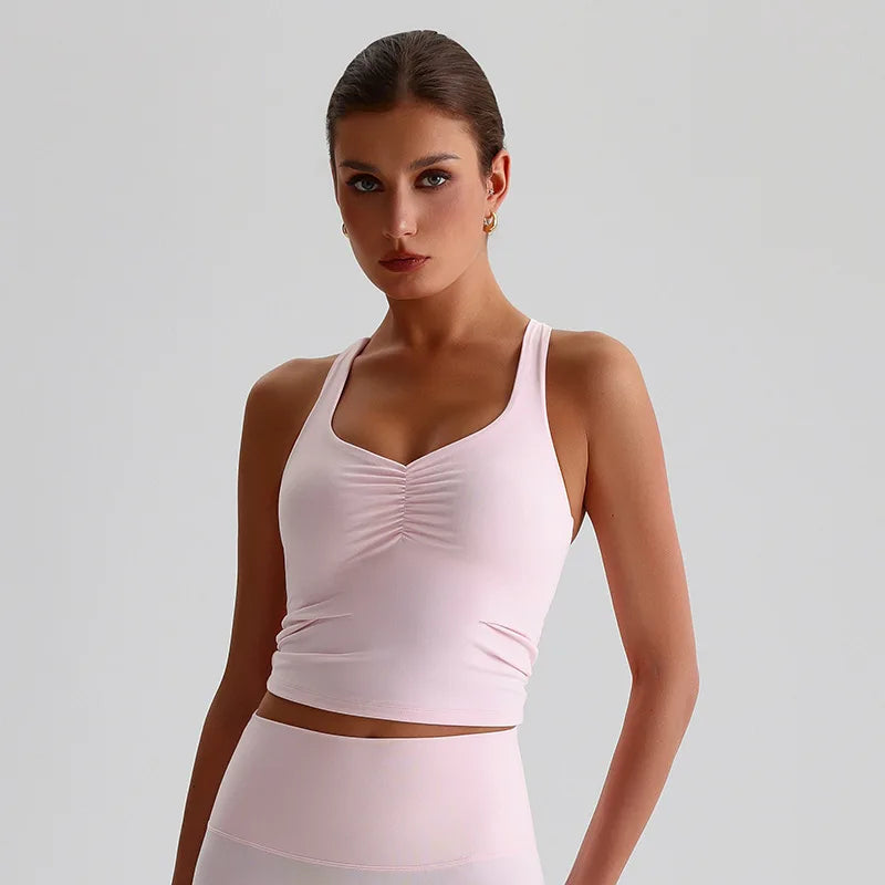 Cross-Back Padded Tank Bra