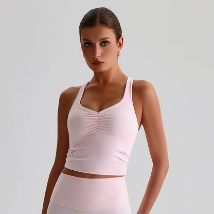 Cross-Back Padded Tank Bra