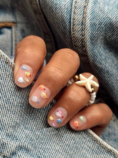 Square Color Press-On Nails