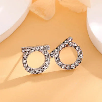 D-Shaped Stud Earrings