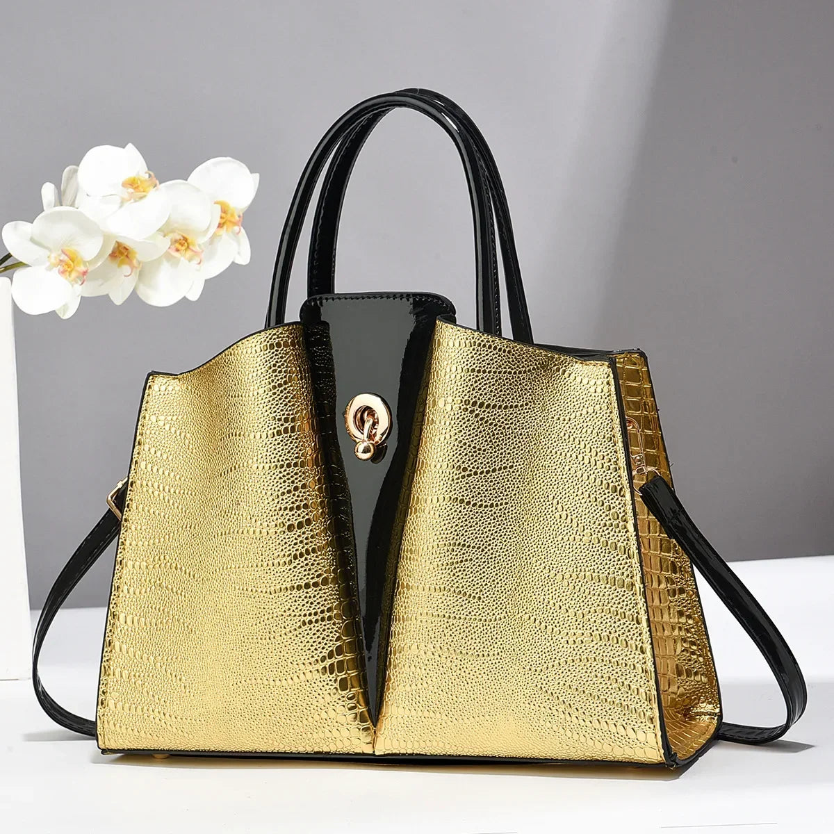 Polyester Solid Zipper Tote Bag