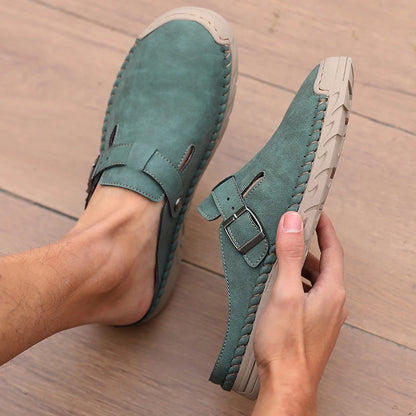 Backless Leather Mule Loafers
