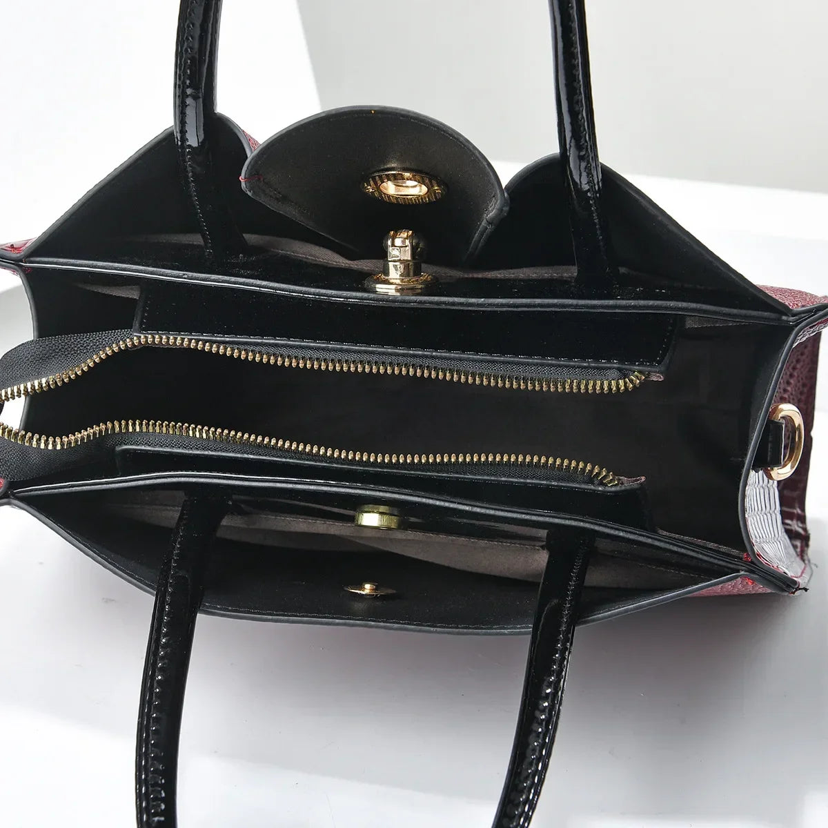 Polyester Solid Zipper Tote Bag