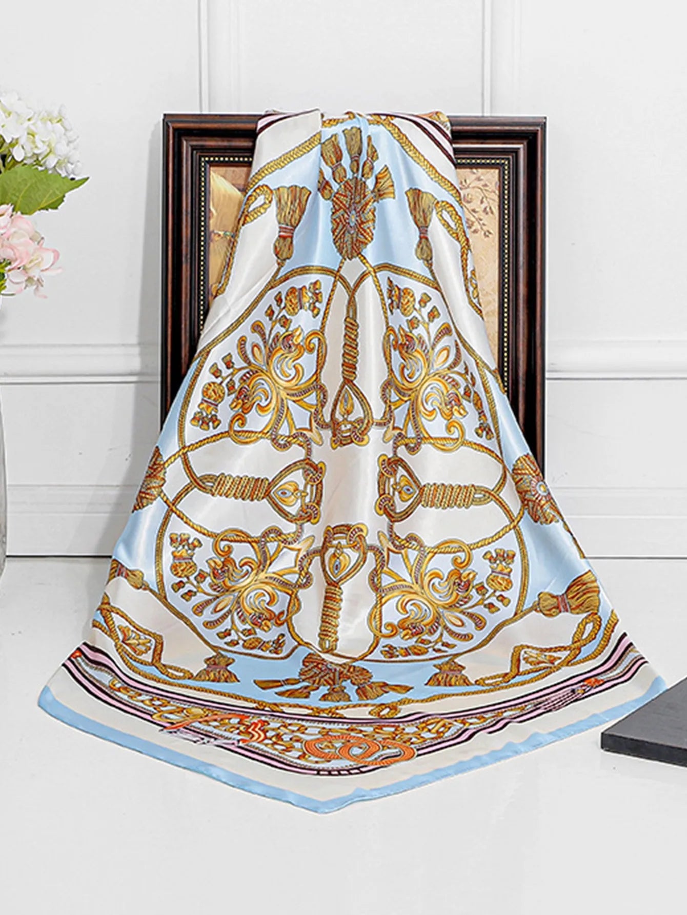 Satin Paisley Square Scarf