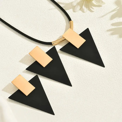 Geometric Triangle Necklace Earring Set