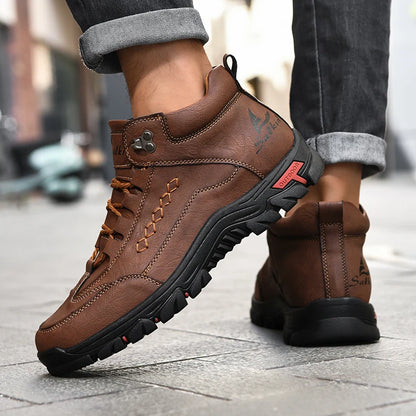 Thick-Sole Round-Toe Hiking Boots