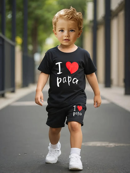 Letter Print Top and Shorts Set