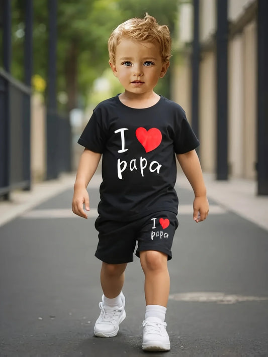 Letter Print Top and Shorts Set